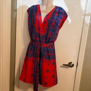 Elegant Red and Blue Women's Dress